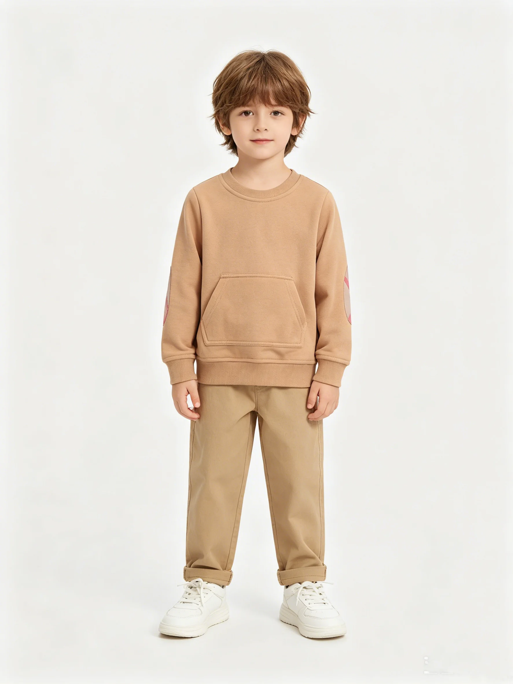 Spring Children's Cotton Sweatshirt Boy and Girl Casual Solid Plain Hoodies Tops 2-8 Years Kids Long Sleeve T-shirt Cltohes