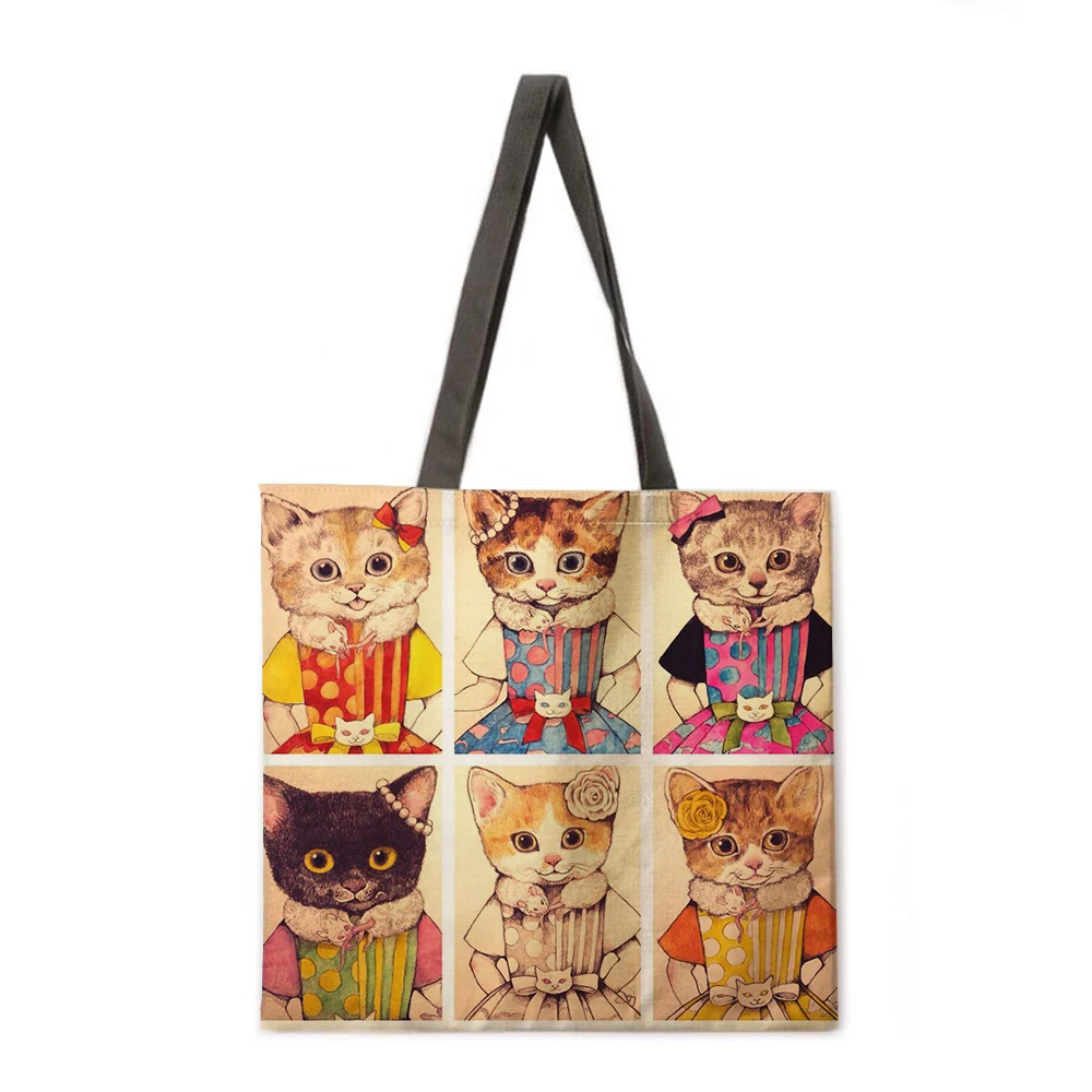 

Cartoon Anime Linen Bag Handbag Lightweight Shoulder Bag Large Capacity Eco-friendly Shopping Bag Tote Bag