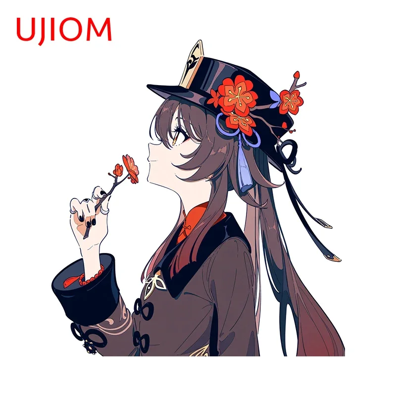 UJIOM 13cm X 12.1cm Hutao Genshin Impact Artistic Wall Sticker Creative Graphics Wallpapers Decal Personal Cabinet Stove Chambre