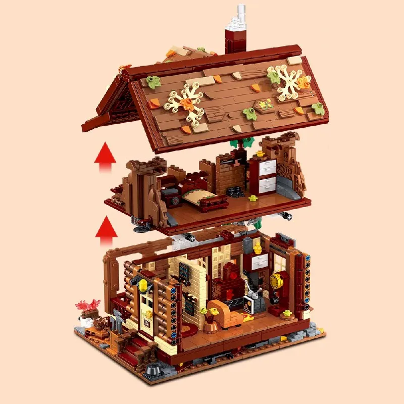 2264 قطعة منزل خشبي للغابات لعبة مكعبات بناء نموذج منزل خشبي صغير تجميع ألعاب الطوب مجموعة هدية للأطفال