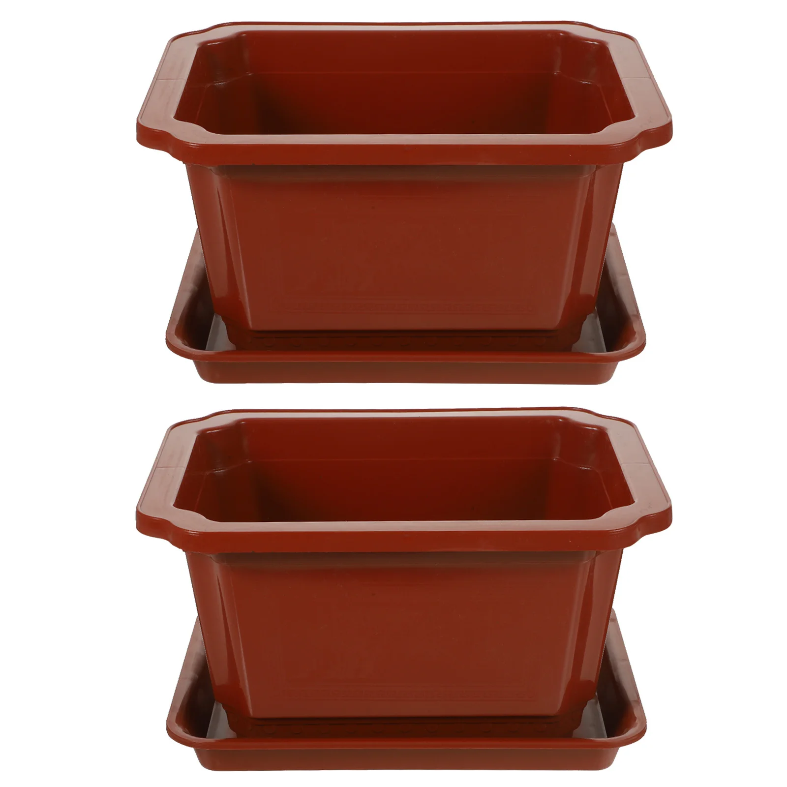 

2 Sets Square Vegetable Bowl Bonsai Pots Plastic for Indoor Garden House Plants Large Planter Containers