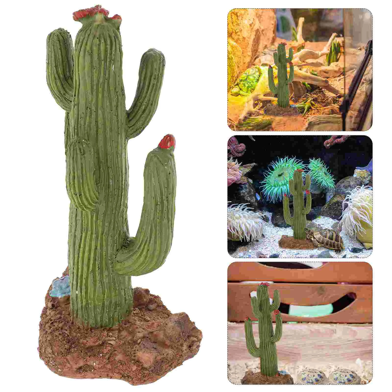 

Landscaping Cactus Terrarium Decor for Reptiles Toys Animals Tank Chameleon Accessories Bearded Dragon Resin Fake Plants Fogger