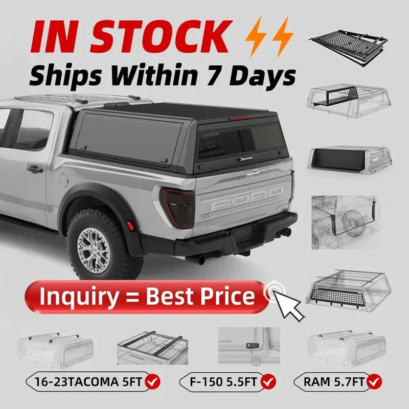 Waterproof Lockable No Drill Aluminum Hardtop Pickup Truck Bed Canopy Cap