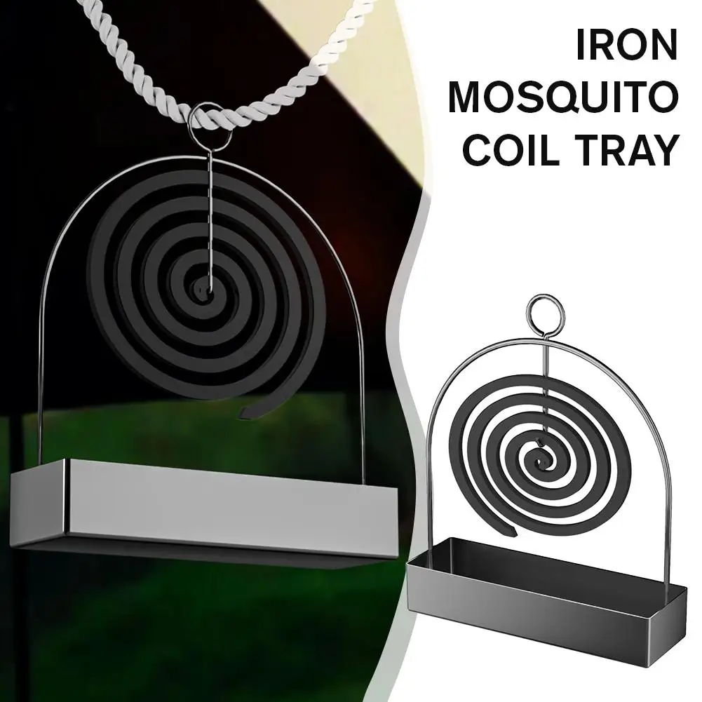Carbon Steel Mosquito Coil Holder Deepened Ash Containment Base Hanging Hook Design Arc Shape for Indoor Outdoor Safety Use