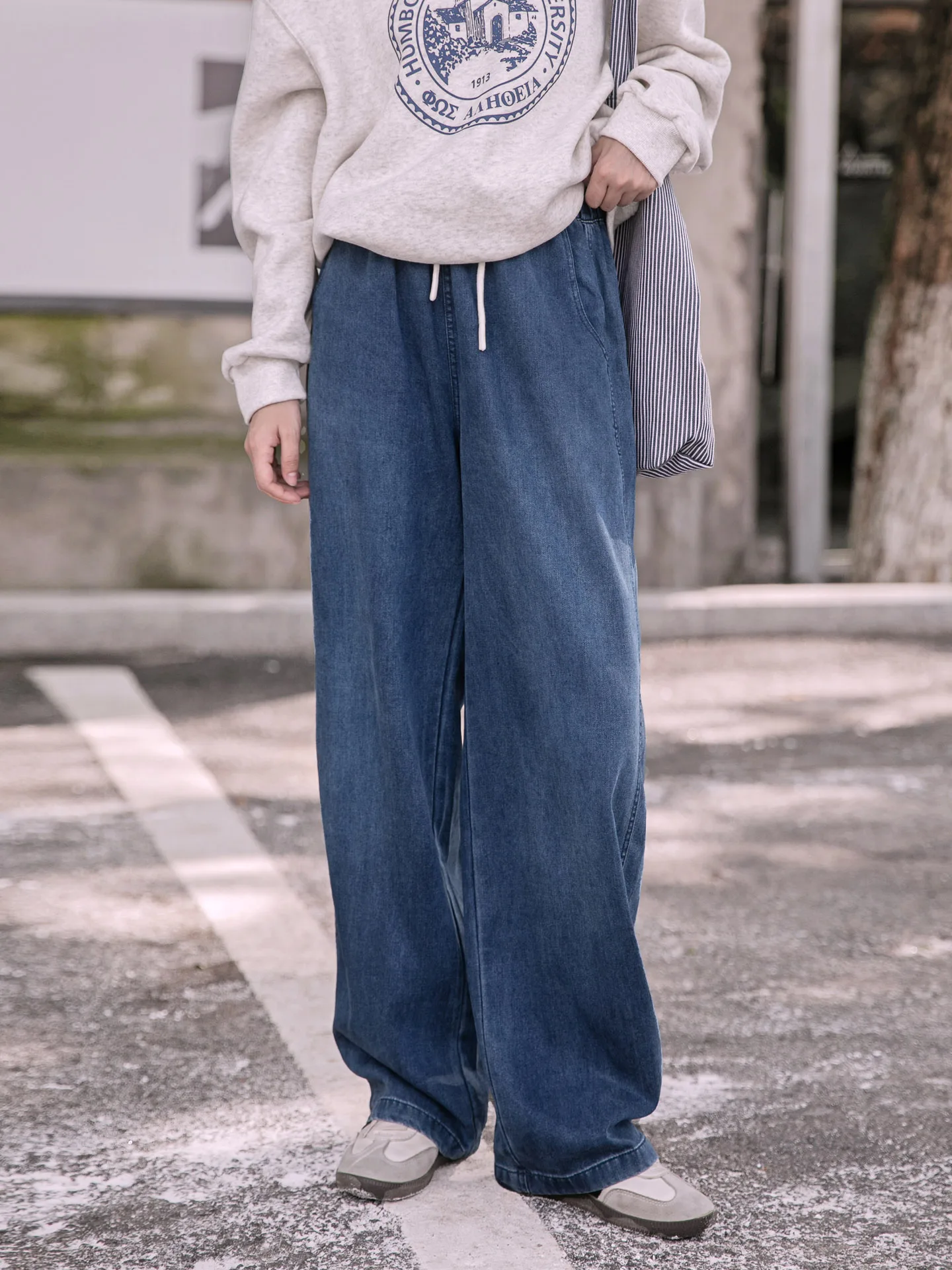 

Новые женские джинсы свободного кроя на весну-осень, прямые, с эластичным поясом, зауженные, повседневные, свободные брюки