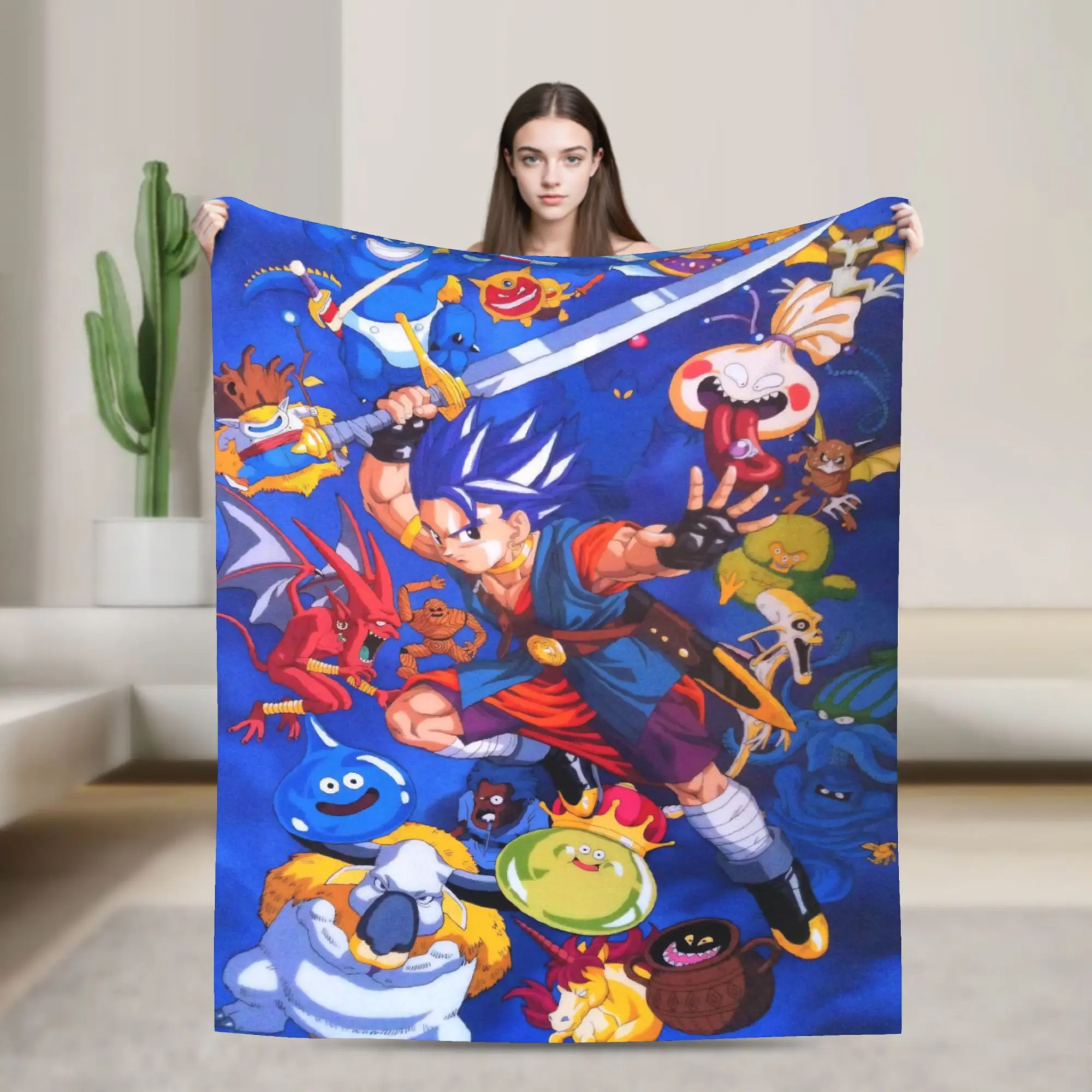 Dragons Quests Game Knitted Blanket Anlace Hero Erdrick Slime Plush Throw Blanket Summer Air Conditioning Personalised Bedspread