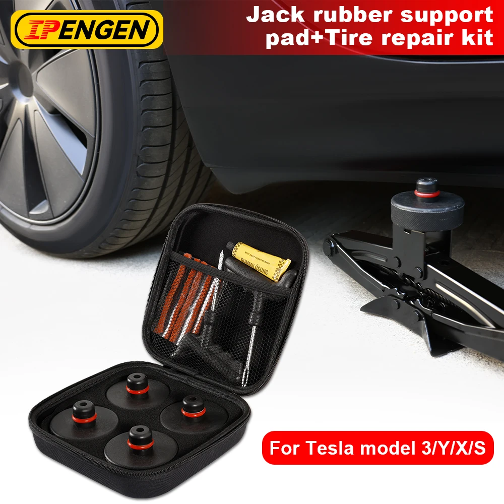 IPENGEN Car Rubber Lifting Jack Pad Adapter Tool Chassis W/ Storage Case Suitable For Tesla Model 3 Model Y X S Car Accessories