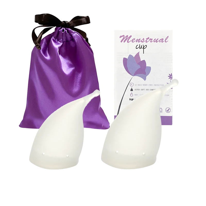 2pcs Women's Menstrual Cups with Storage Bag/Soft 12-Hour Leakproof Reusable Period Cup