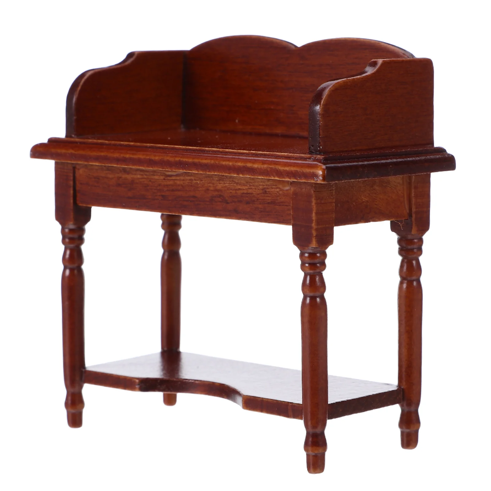 

Charming Wooden Mini Desk Rich Chestnut Tiny Writing Table for Dollhouse Living Room Decor Kids Pretend Play Props