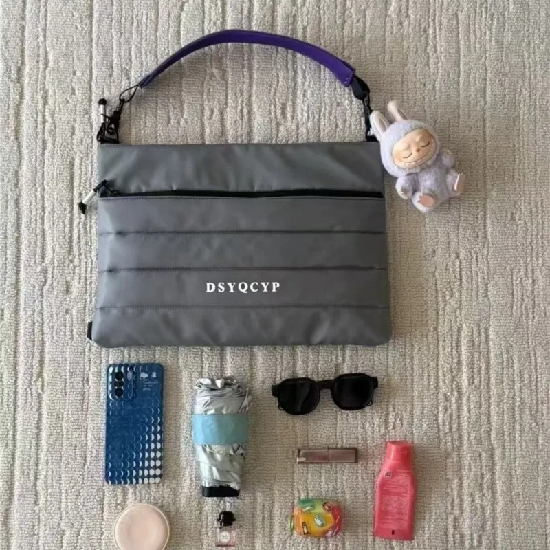 Ins Fashion حقيبة كمبيوتر محمول فضية اللون MacBook Air Pro 13 14 بوصة حقيبة كمبيوتر محمول سعة كبيرة حقيبة يد مقاومة للصدمات حقيبة كتف