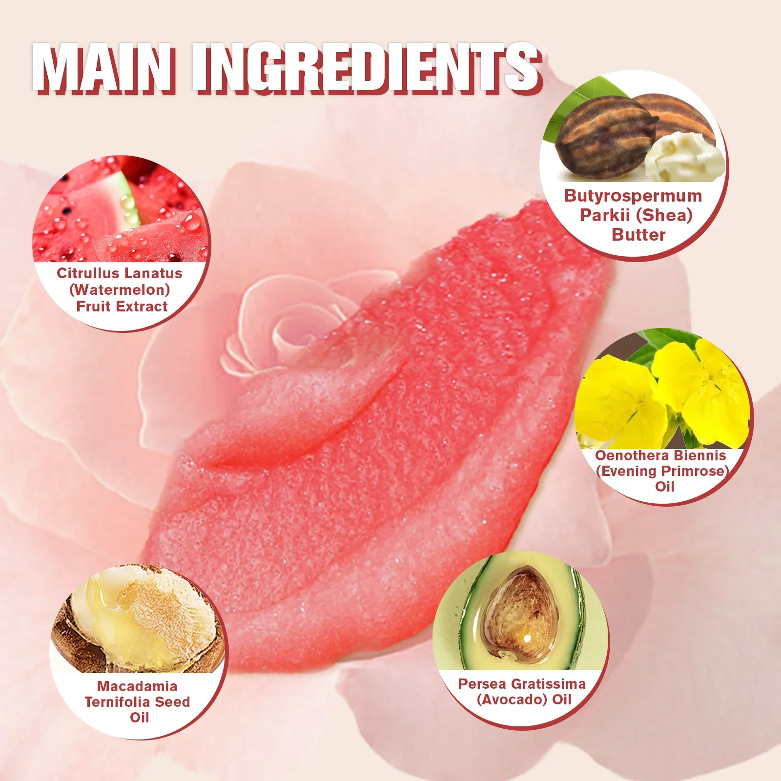 مقشر الوجه بالفواكه 50 جرام - نكهات البطيخ والفانيليا تقشير وترطيب وتقليل تجاعيد الشفاه. علاج تجديد الجلد.