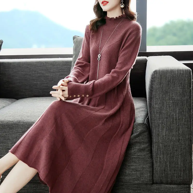 

Mid-Elderly Mothers' Sweater 2026 Autumn Winter Woman Knitwear Jumper Loose Knit Pullover Bottom Dress Spring Pulls Femmes