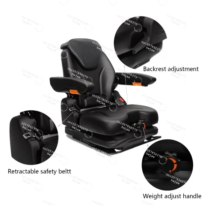 For 48V Forklift Seat with Mechanical Suspension, Wear Resistant PVC Low Profile Design, New Industrial Farm Equipment Seat