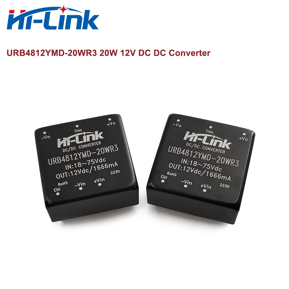 HiLink 20W 5V/12V/15V/24V URB48xxYMD-20WR3 DC DC Power Converter Supply 18-75Vdc