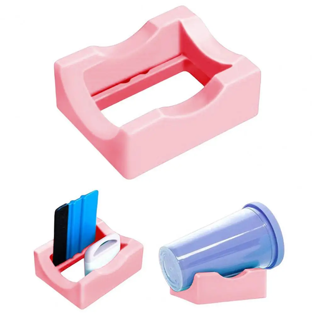 

Compact Cup Tray for Stickers Silicone Cup Holder Tray with Built-in Slot for Vinyl Decals Small Stand for Mug Decorating Felt
