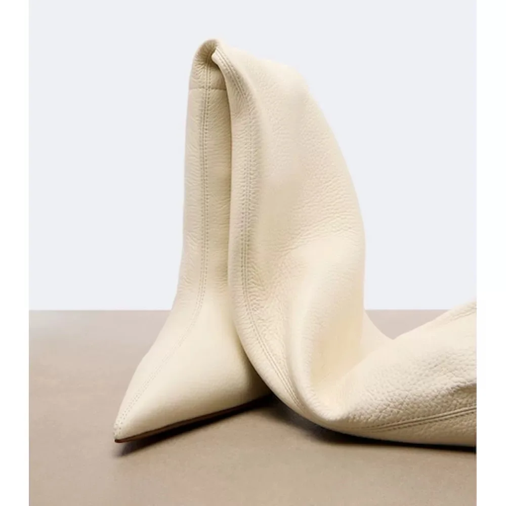 Sharp Pointed Slim High Heels Knee High Women's Boots Autumn and Winter Pleated Pile Boots Fashion Party Plus Size Long Boots