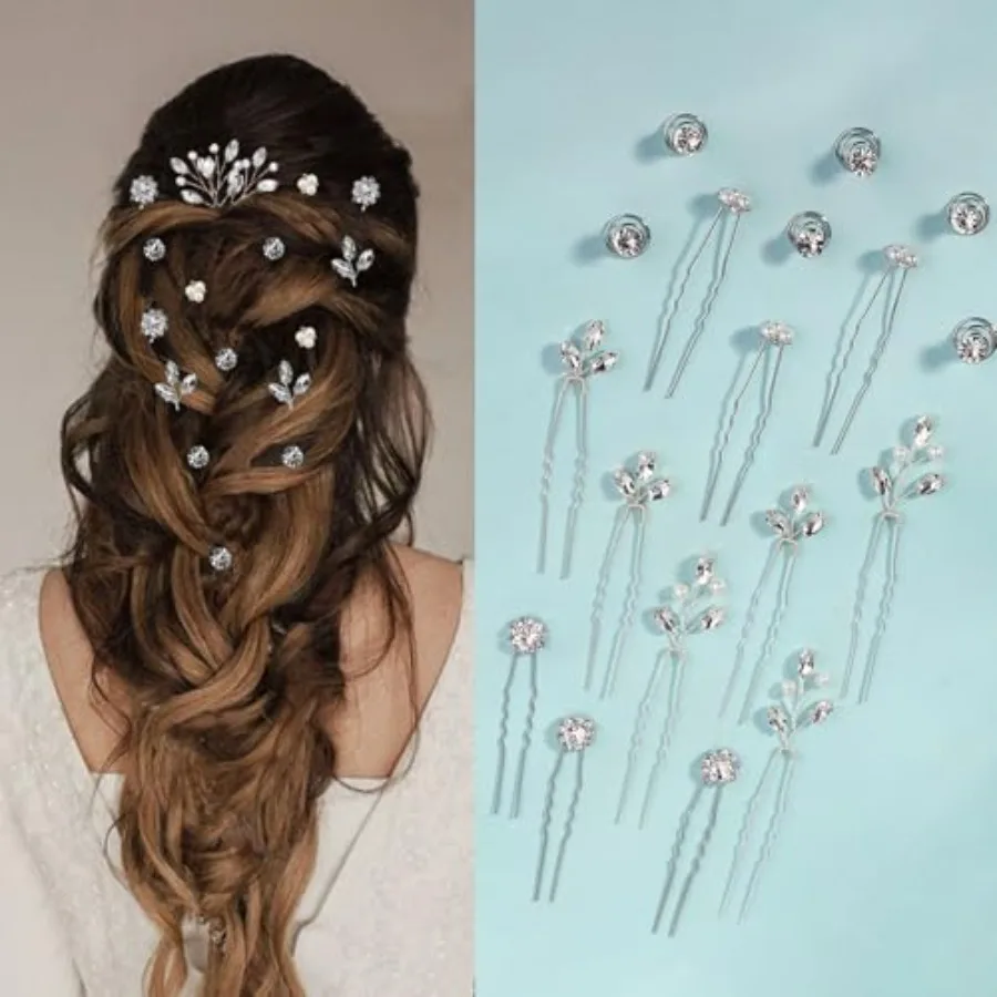 

18 Pieces Hair Pins for Women Pearl Crystal Bridal Hair Accessories Wedding HairPieces for Brides Vintage Decorations Bride Bri