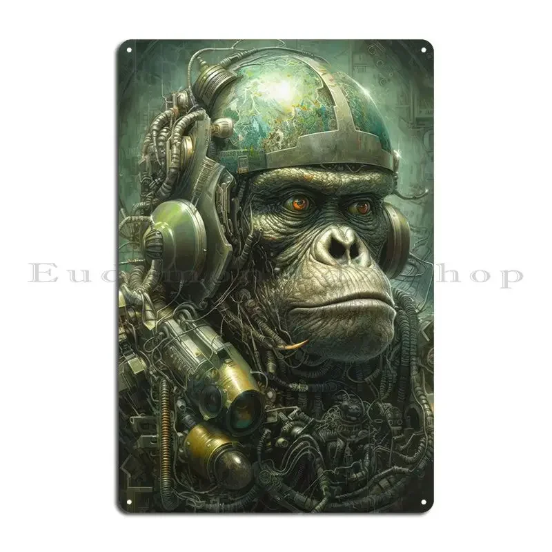 ملصق لافتة معدنية على شكل قرد ميكانيكي حيواني كلاسيكي مطبوع عليه حانة كلاسيكية للحفلات #2