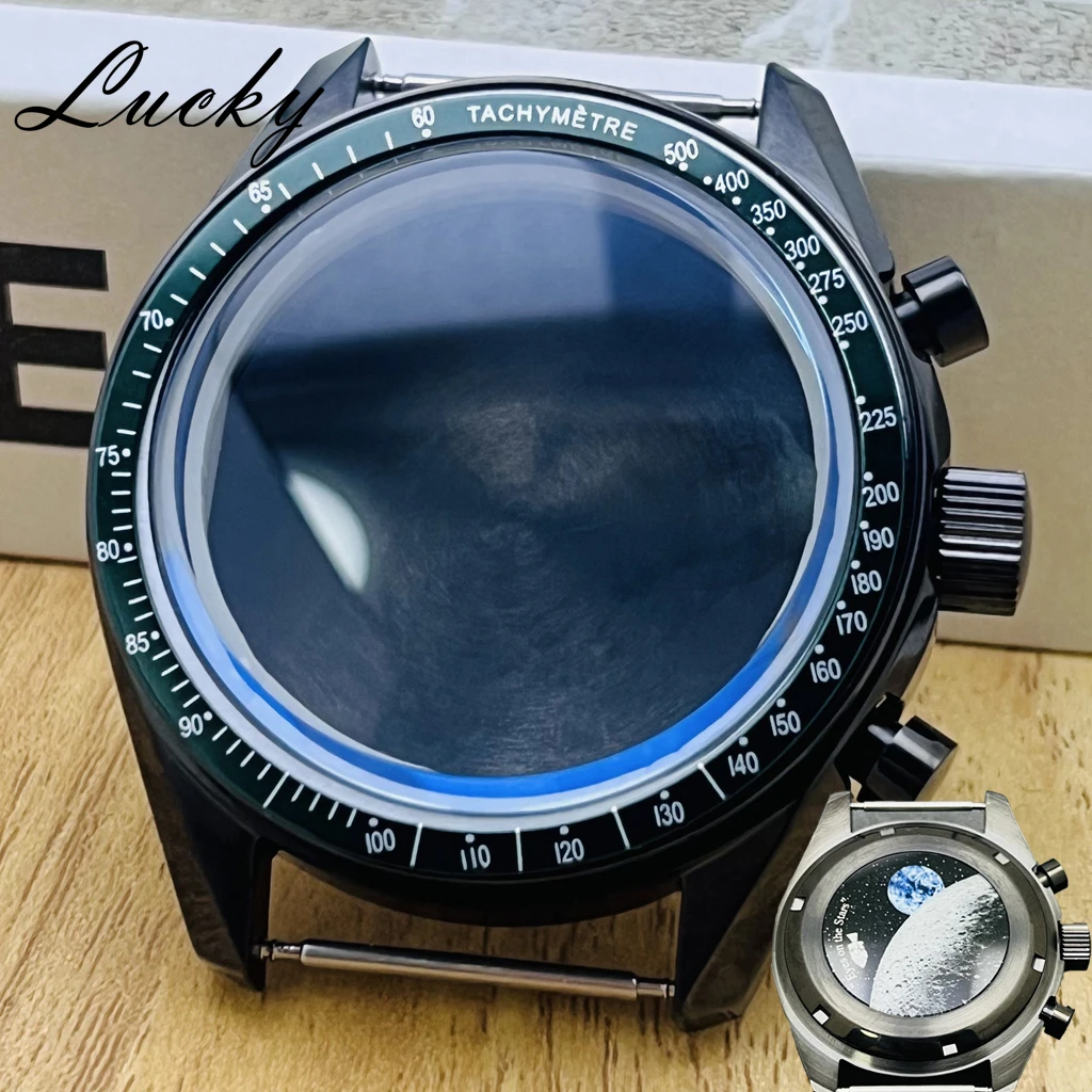 

Мужские часы с зеленым безелем, корпус Speedmaster 39,7 мм, подходят для Omga VK64 VK63, запчасти и аксессуары для кварцевых механизмов.