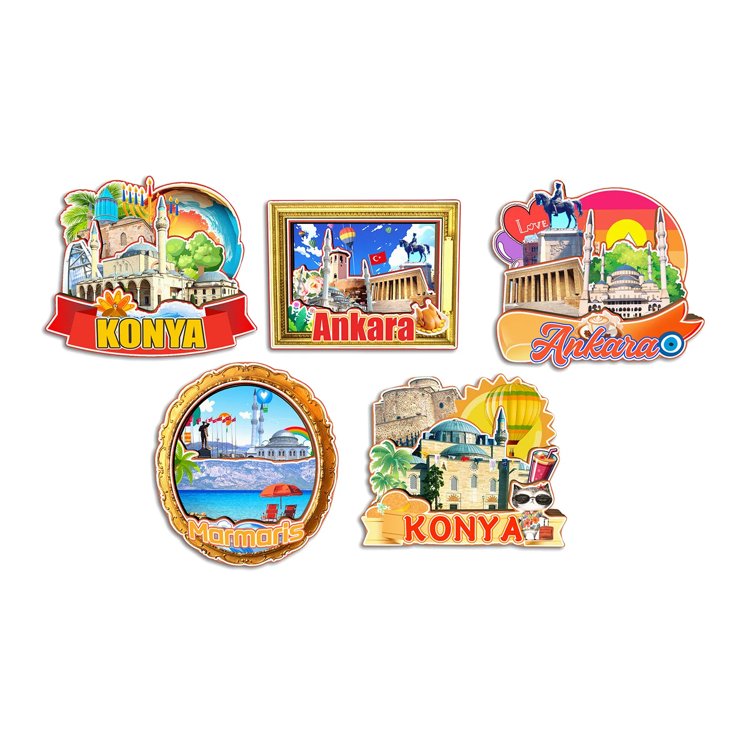 

Marmaris Ankara Konya TURKEY Fridge Magnet Travel Souvenir Gift Handmade Decorative Refrigerator Sticker Home