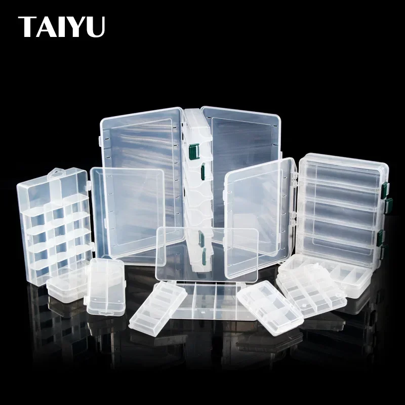 Double Side 10/14 Compartment Fishing Bait Lure Hooks Box Storage Sorting for Pesca Case Tool Tackle Organizer