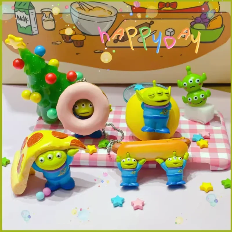 5cm Disney Anime Toy Story Mini Pvc Action Figure Alien Hot Dogs Pizza Donuts Kawaii Doll Model Keychain Decor Kids Xmas Gifts