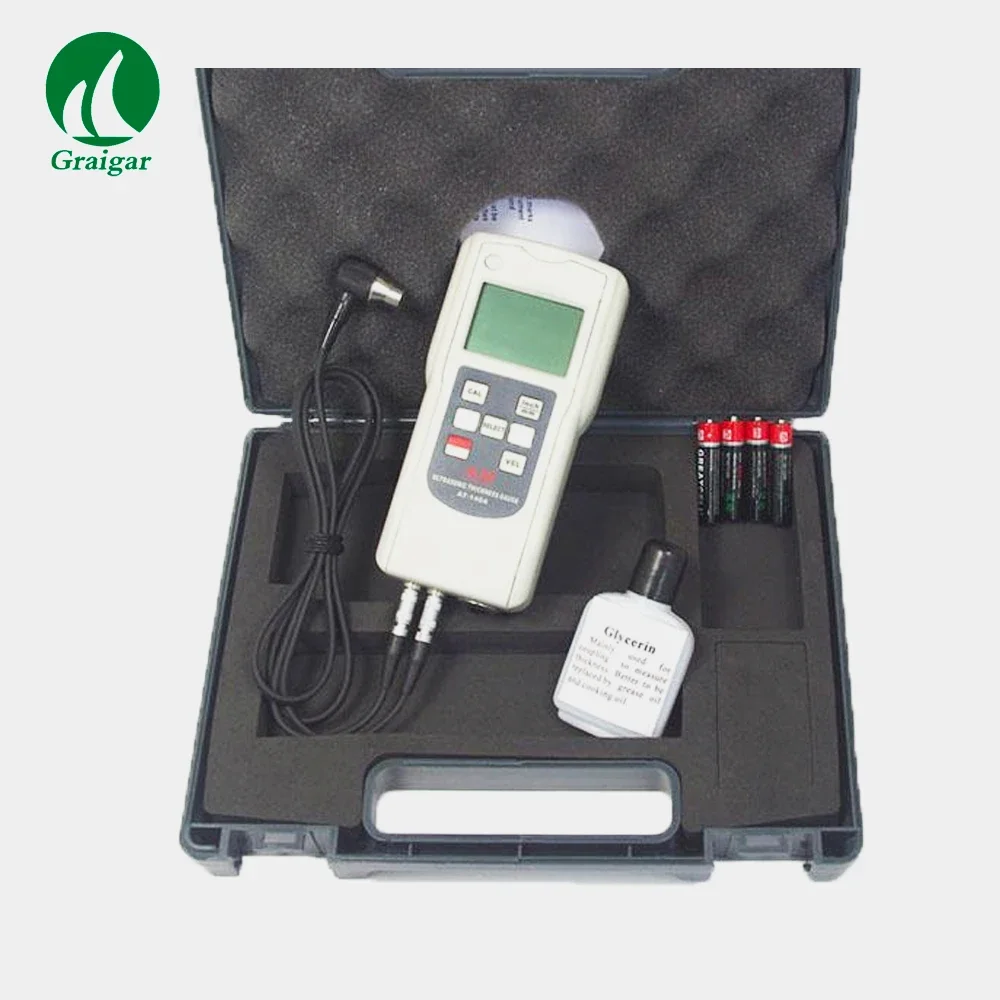 AT-140A Ultrasonic Thickness Gauge Meter Tester for Industrial NDT Testing 0.1mm Resolution 1.2 to 200mm Range Portable