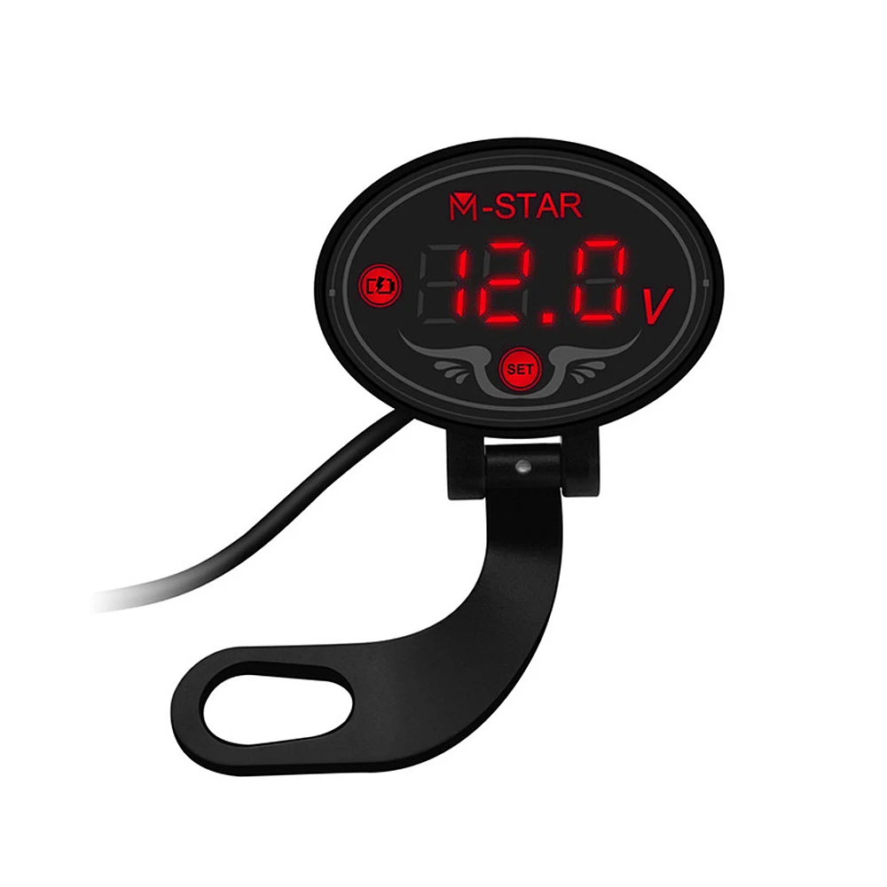 9-24V LED Digital Voltmeter Gauge Waterproof Motorcycle Car Battery Voltmeter LED Display Det Meter with Low Voltage Warning
