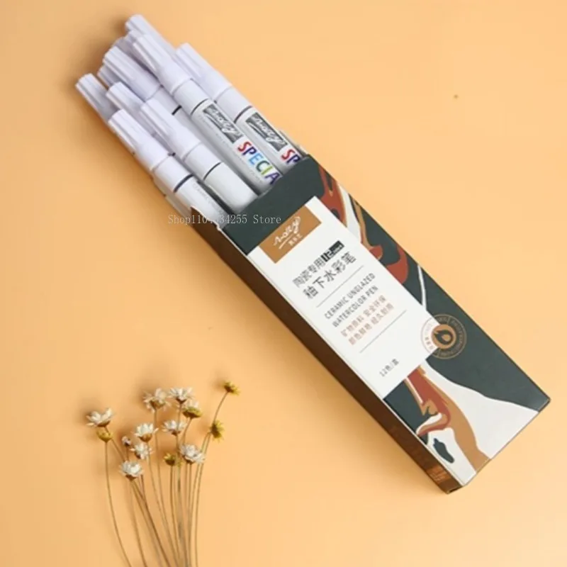 6-color/box Pottery Underglaze Watercolor Pens Ceramic Colored Drawing Coloring Tools DIY Hand-painted Filling Coloring Brushes