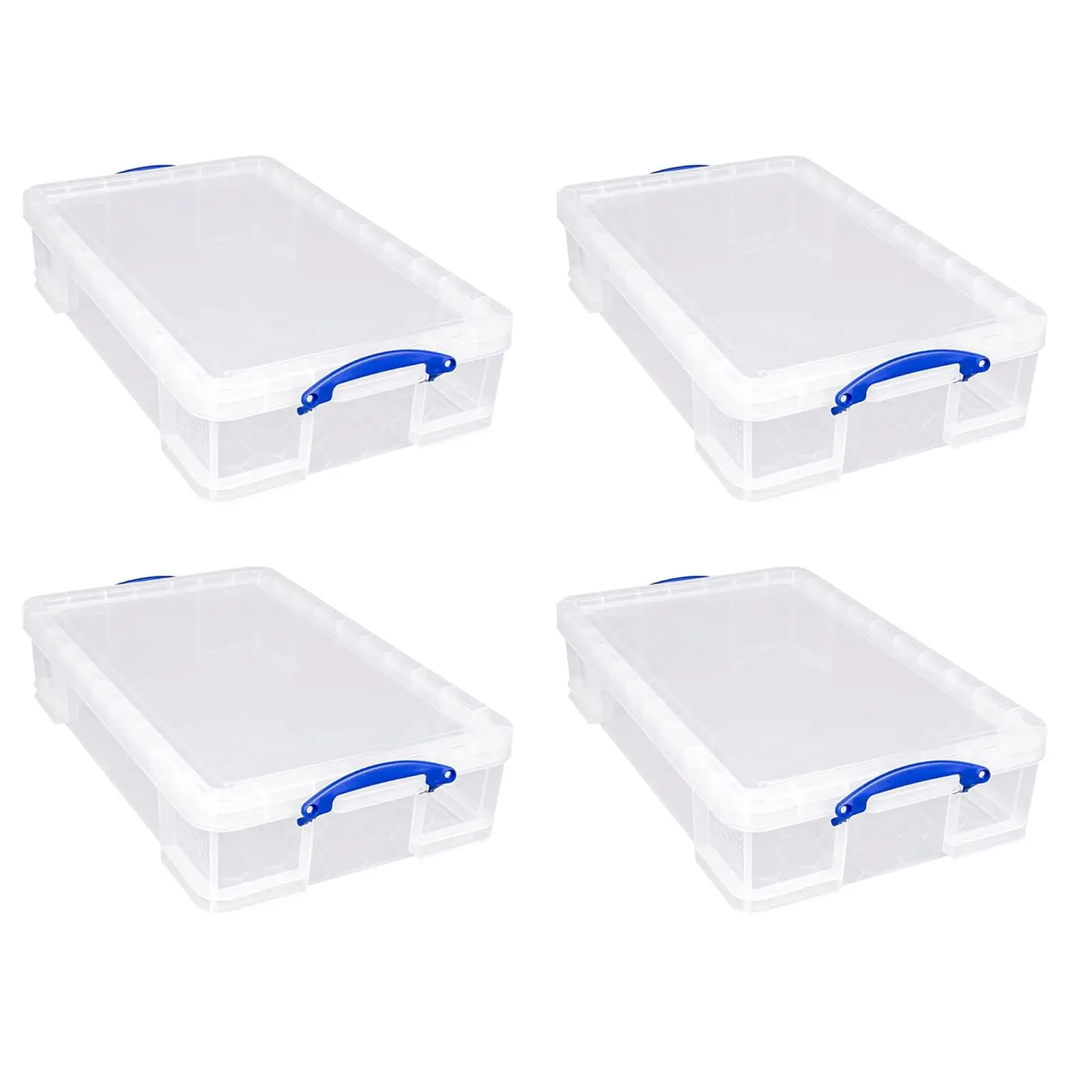 33L Plastic Storage Box with Lid, Stackable Home Office Organizer, 4 Pack, Customized