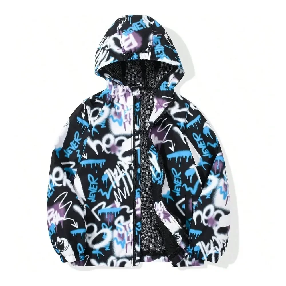 

JOYSON Kid Boys Rain Jackets Lightweight WaterResistant Windbreaker Breathable Outerwear Raincoat With Hood