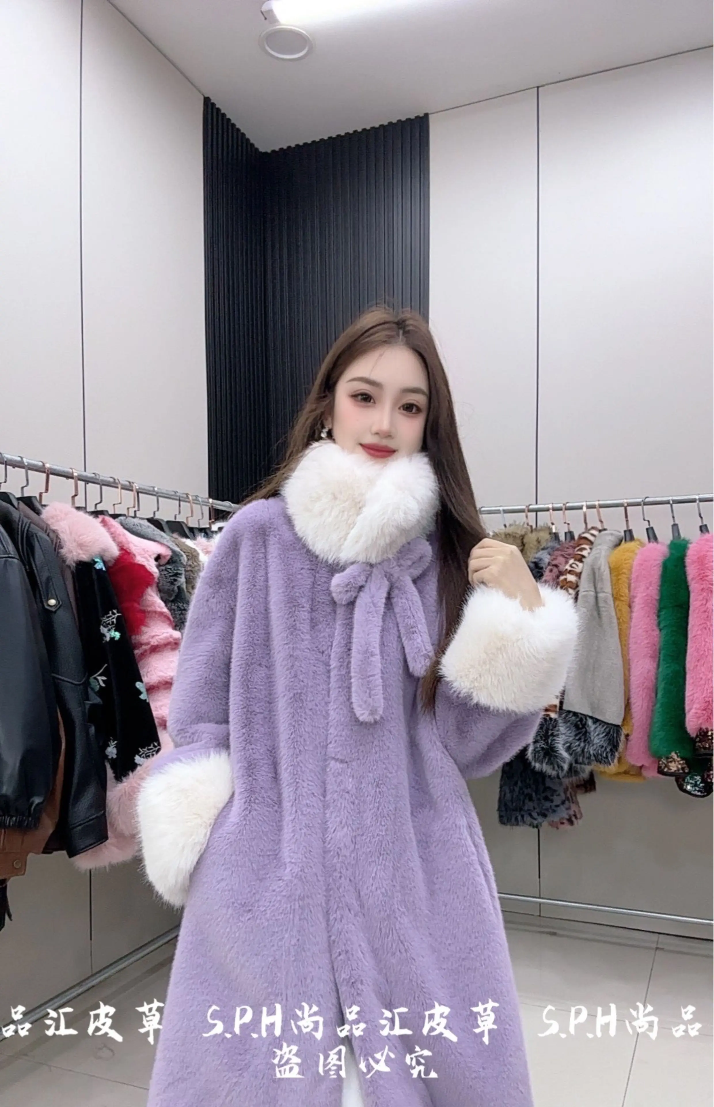 من المألوف مريحة لينة فو الفراء شتاء جديد سميكة طويلة الدافئة فروي سترة التخسيس طويلة الأكمام الدانتيل متابعة معطف للسيدات