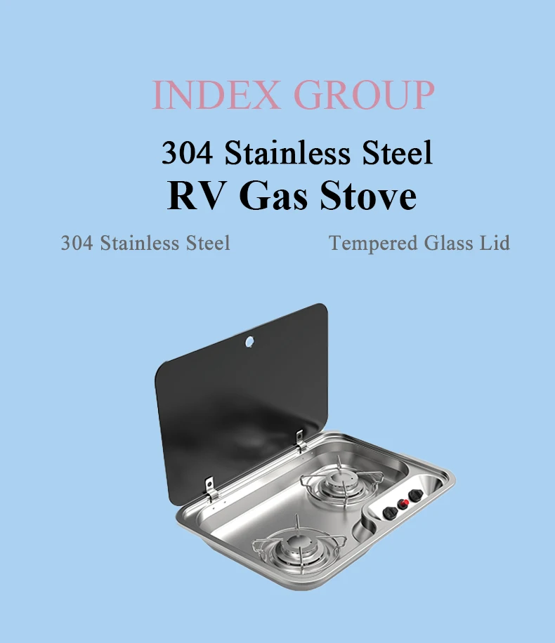 SY-600R/L Stainless Steel RV Gas Stove Tempered Glass Lid Motorhome Gas Stove Trailer Gas Stove For Caravan,Camper Accessories