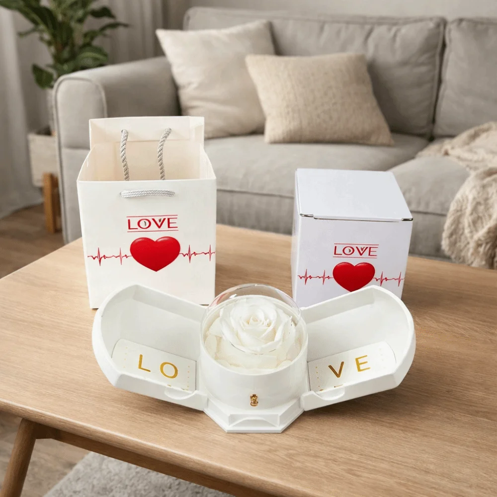 

Романтическая подарочная коробка для украшений с цветами, декоративная пластиковая коробка для ожерелья с сухоцветами, коробка-ящик для мыльных роз