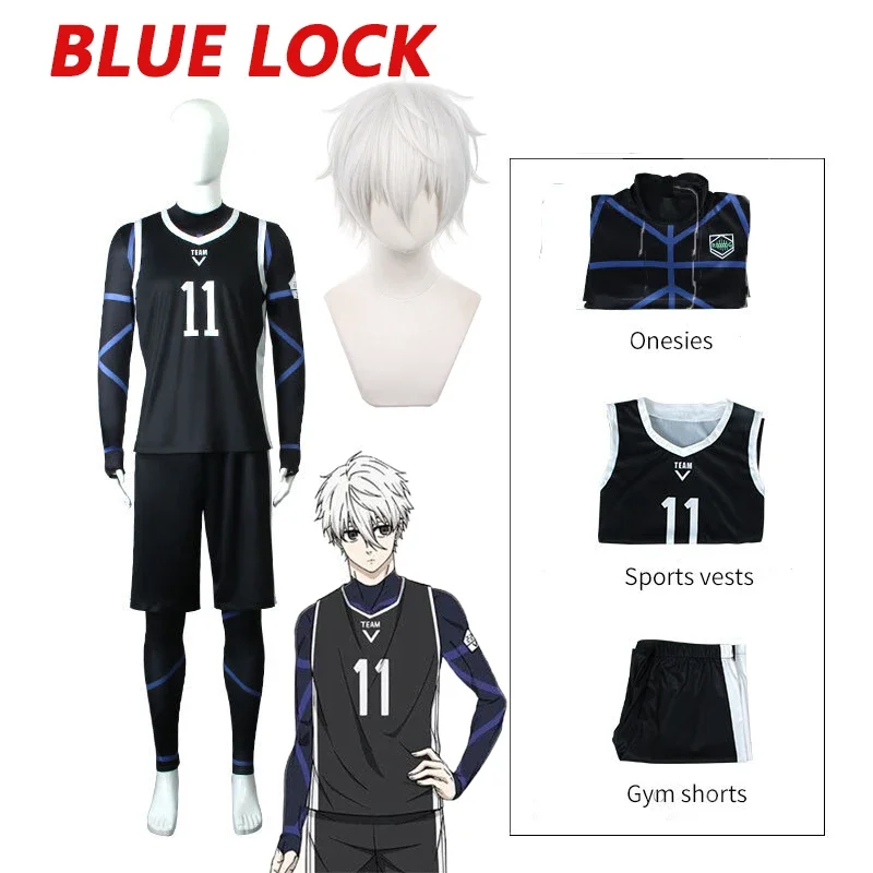 Anime Blue Lock Nagi Seishiro Cosplay Costume Jersey Jumpsuit Shorts Wig Football Bodysuit Nagi Cosplay Costumes for Men Women