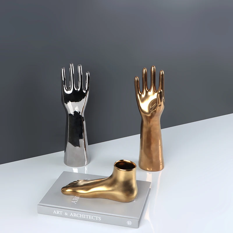 Creative Body Hand and Foot Ornaments Gold Silver Ceramic Hand and Foot Ornaments Modern Desk Crafts Nordic Home Decoration