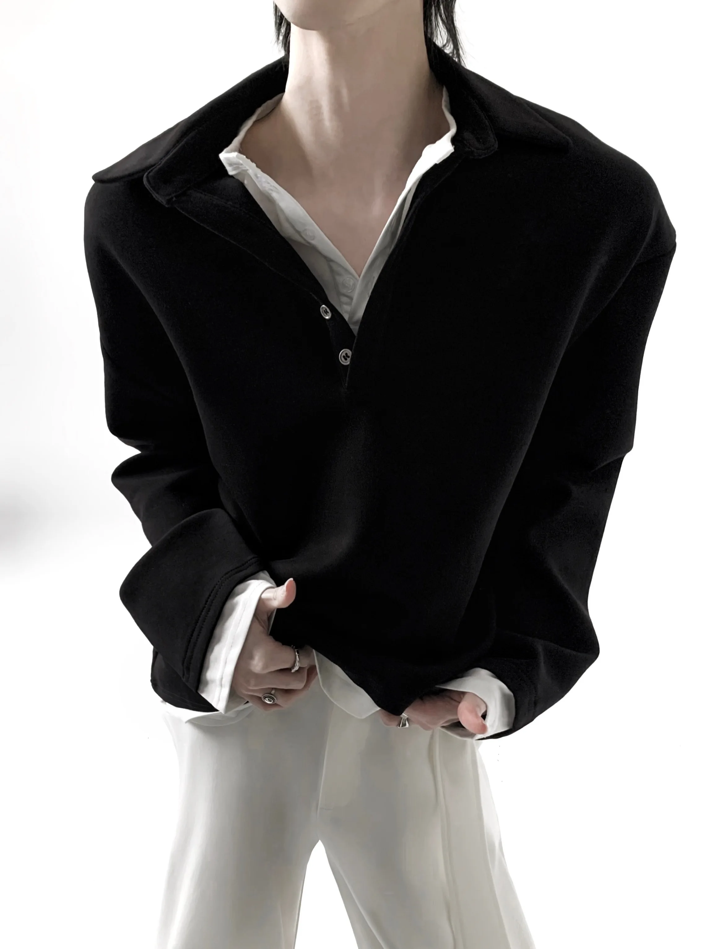 Loose Fit Men's Hoodie Fake Two-Piece Simple Design Comfortable Long Sleeve  Shirt Casual Streetwear Breathable Youth Fas...
