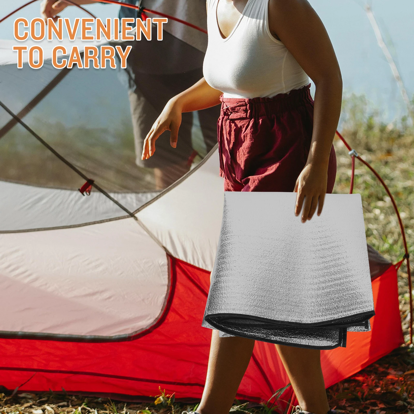 

Outdoor Picnic Mat Camping Pad Lightweight Portable Aluminum Foil Insulated Tent Mats Car Seat Cover Pad for Outside Use