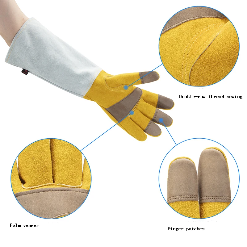 Rękawice ogrodowe ze skóry bydlęcej z długą rurką Odporne na przebicie rękawice ochronne do pracy Odporne na zużycie rękawice na placach budowy ogrodów