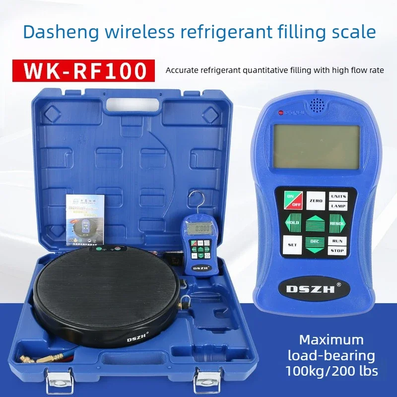 Wireless Refrigerant Charging Scale WK-RF100 100KG/220LBS,Digital HVAC AC Refrigerant Scale for Refilling,High Accuracy Portable