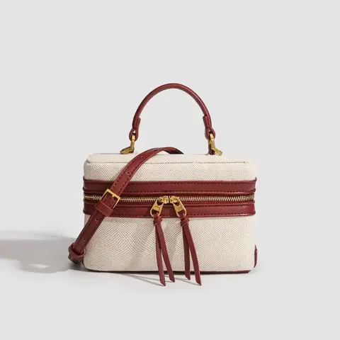 Modebox Damhandväskor Designer Tjocka Canvas Axelremsväskor Casual Vår och sommar Små Plånböcker 2024 Bolso Mujer 8 best sales låda handväska - №1