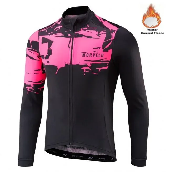 Morvelo Winter Thermal Fleece Men\'s Cycling Jersey Long Sleeve Ropa Ciclismo Bicycle Wear Bike Clothing Maillot