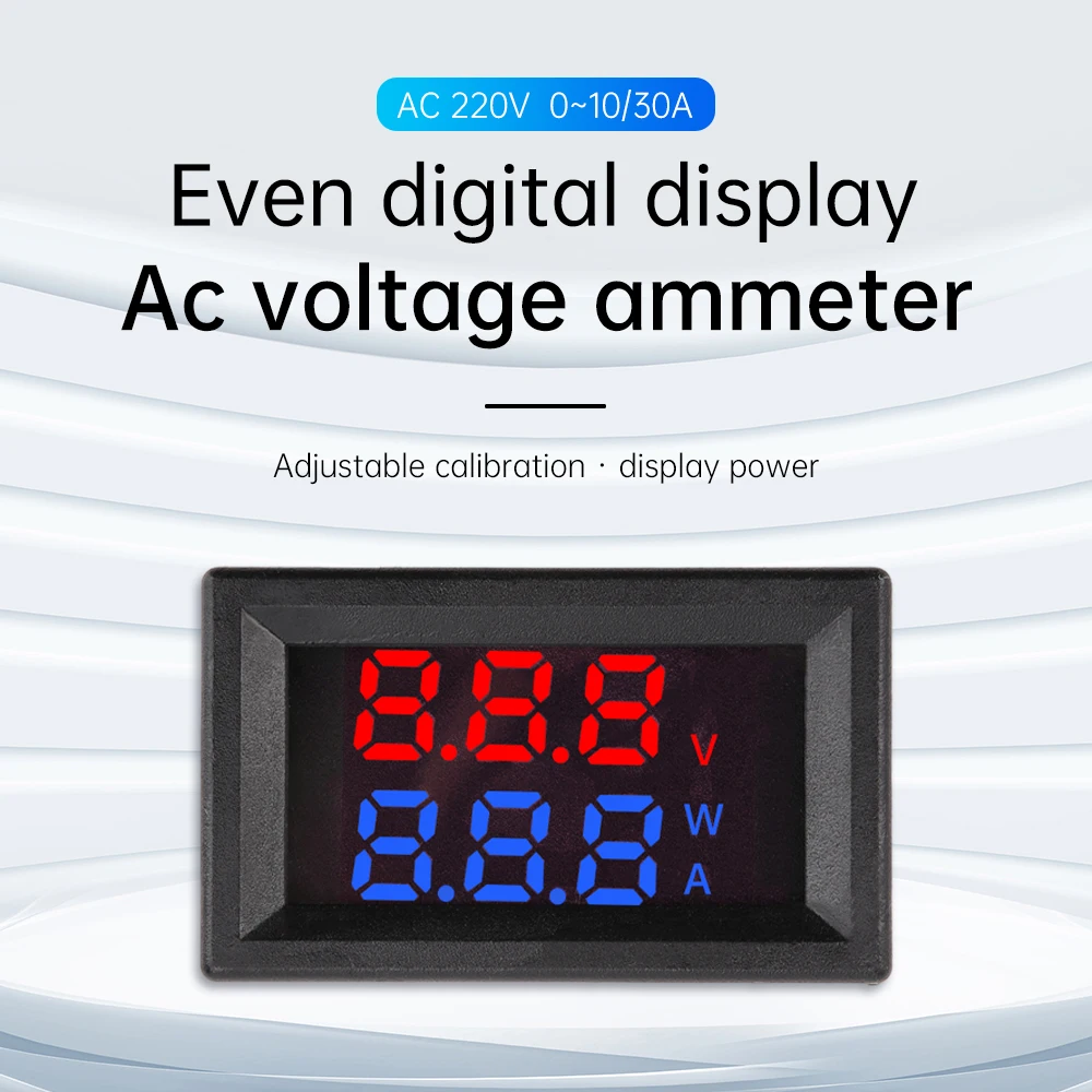 0.36″ Digital Voltmeter AC 90~380V 10A 30A Voltage Current Power Meter Detector With Fine-tuning Calibration For Motorcycle Car