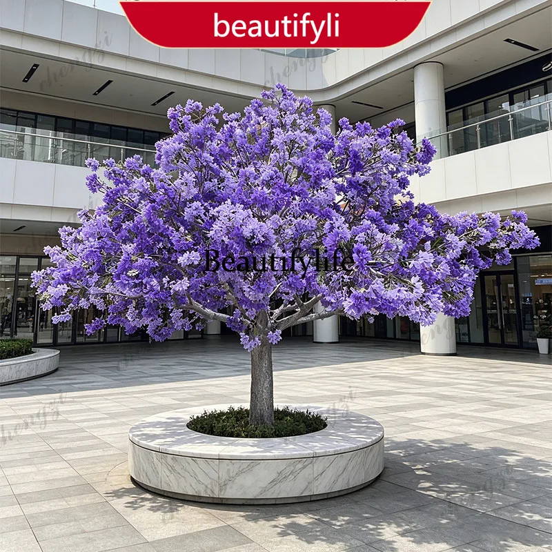 03 Simulation Jacaranda Floor Decoration Large FRP Indoor Outdoor Spot Shopping Mall Meichen