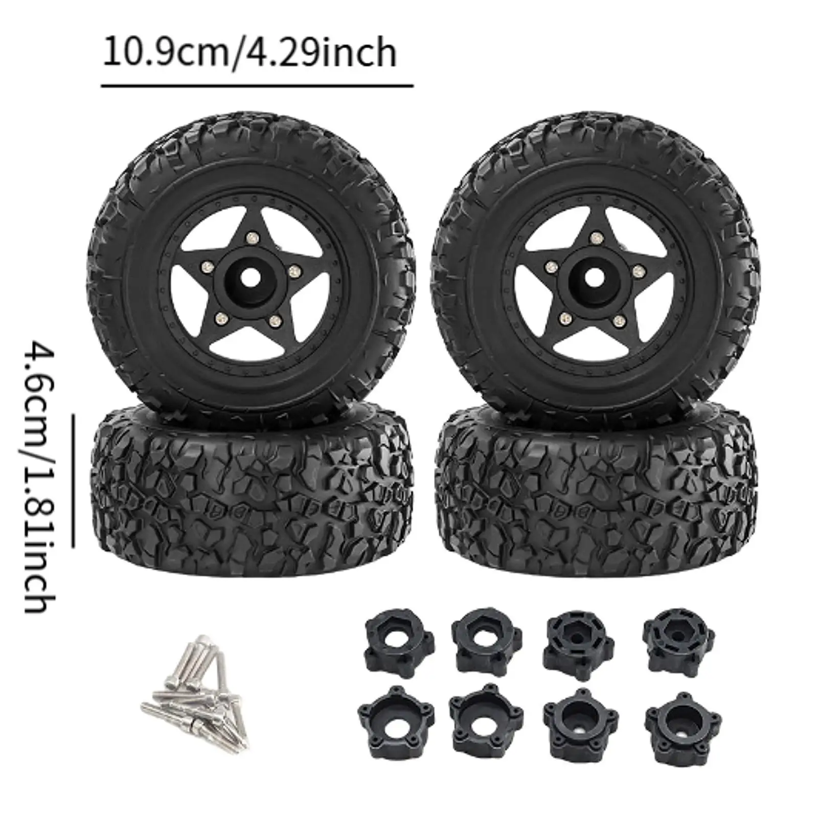 4x Ruote e pneumatici per auto RC Pneumatici e cerchi RC con abbinamento e viti facili da usare