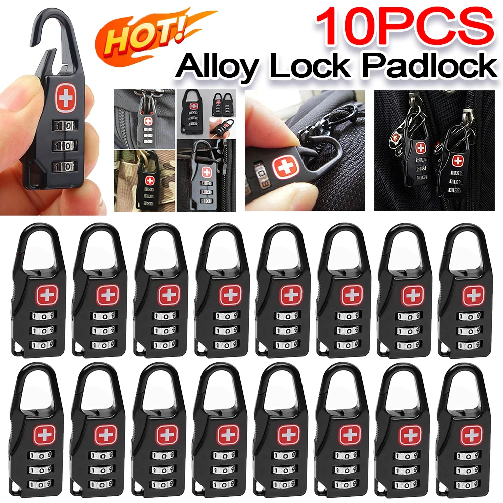 Outdoor Backpack Handbag Zipper Lock Alloy Material Combination Code Number Lock for Outdoor Travel Anti Theft