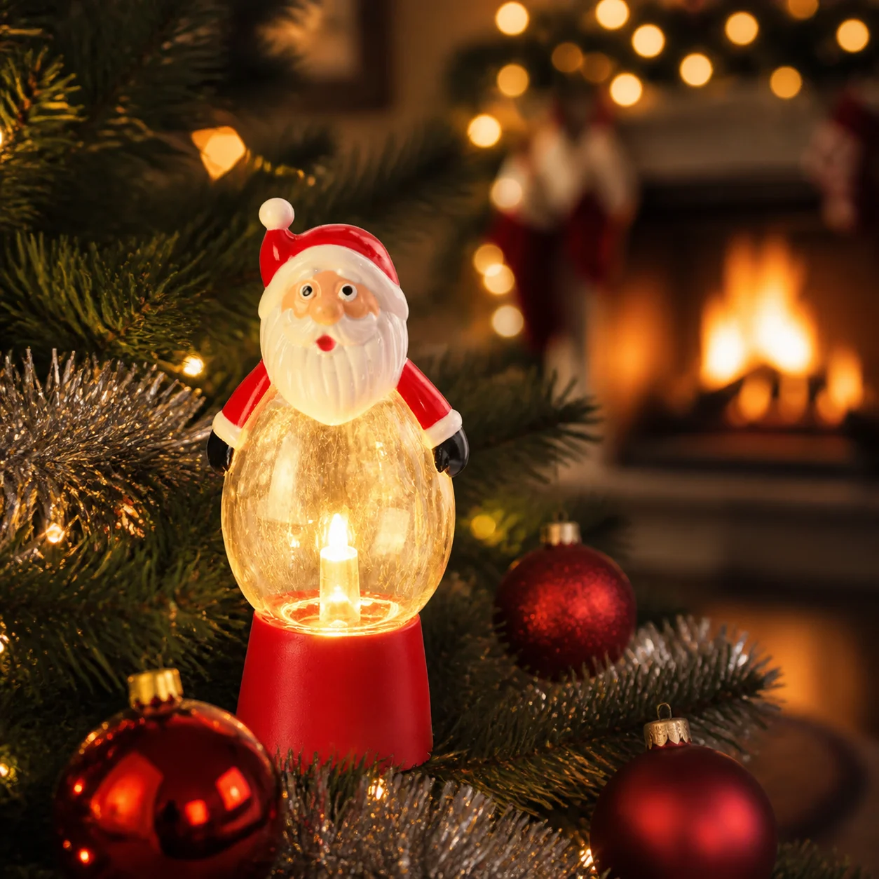 LED Candle Lamp Plastic Battery Operated Night Light for Winter Holiday Home Table Party Gift Cute Christmas Decorations