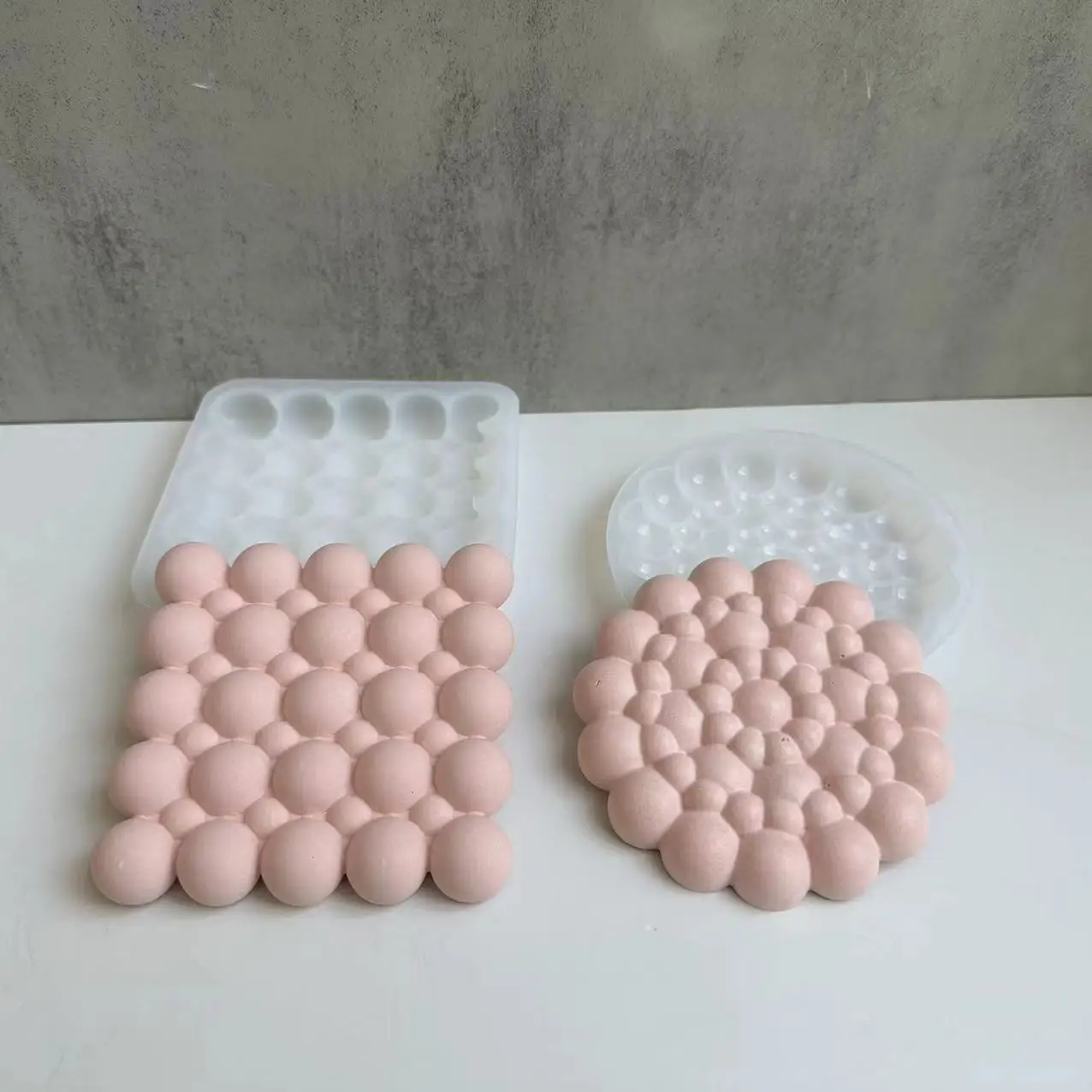 Bubble Coaster Silicone Mould Epoxy Resin Plaster Jewelry Tray Mold Concrete Plaster Cup Mat Casting Molds DIY Home Decor Crafts