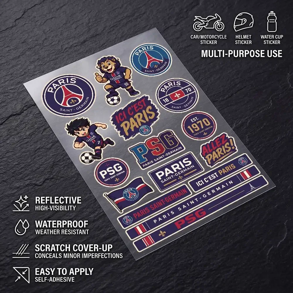 PA-ris SA-int-GE-rM-A-in PSG Fashion Universal Scratch Resist Reflective Stickers For Auto Motorcycle Helmet Mug Refrigerator