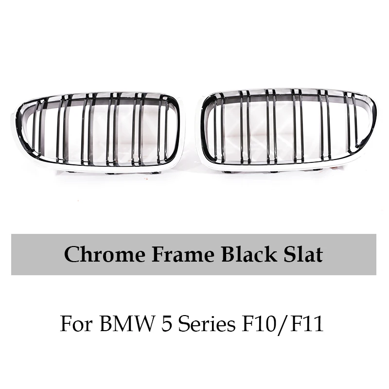 Zilver Chroom Frame Dubbele Slat Kindey Grille Front M Kleur Racing Grill Voor BMW 5 Serie F10 F11 520i 535i 530i 540i 2010-2017